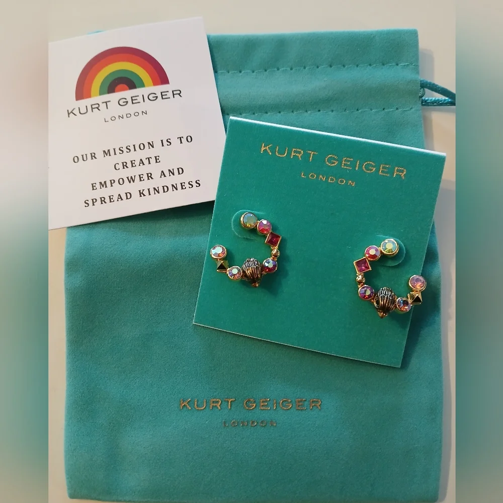 Kurt Geiger NWT STUNNING Iradescent Hoops With Dustbag VERY UNIQUE - Picture 2 of 6